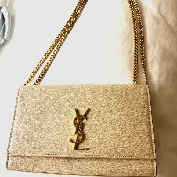 YSL Kate Medium Grain Beige Leather Gold Chain Bag - Picture 2 of 10